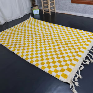 2025 Top Trending Custom Beni Ourain Alfombra amarilla Alfombra de comedor hecha a mano marroquí Alfombra de invierno a cuadros de proveedor mayorista - Product Image 1