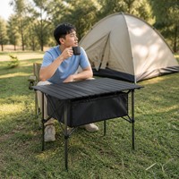 Table de pique-nique carrée en acier inoxydable pliable pour jardin et extérieur