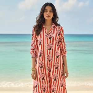 Vestido maxi de tela de algodón de alta calidad de diseñador moderno para verano y primavera Vestidos de moda de diseñador para mujer Vestido de fiesta - Product Image 1