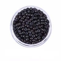 Ensemble d'accessoires pour extensions de cheveux tendance noirs, perles nano 3 mm en cuivre doublées de silicone, 200 pièces