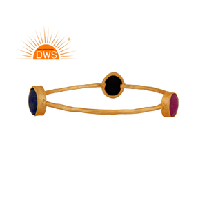 Dernière conception faite à la main 18K plaqué or naturel Multi pierres précieuses bracelet Demi bijoux fins pour les femmes cadeau pour elle - Product Image 1