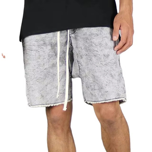 Pantalones Cortos Básicos Color Lavanda con Lavado Ácido para Hombre, Más Vendidos en 2025, Cintura Elástica, Bolsillos Laterales, Malla Deportiva Informal, Diseño Sólido Digital - Product Image 1