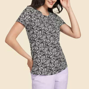 Camiseta de Sublimación de Color Personalizada para Mujer, Último Diseño de Ropa de Verano, Hecha de Tela de Lona - Product Image 4