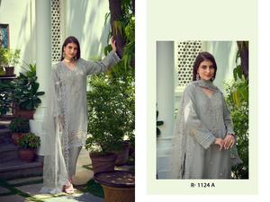 Top ou-ganja avec fond en soie de viscose avec filet brodé travail dupatta kurti set - Product Image 2