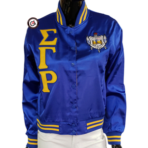 Sigma Gamma Rho Sorors vestes en Satin brodées pour femmes | SGR Sorority veste en soie brodée pour dames Style personnalisé - Product Image 2