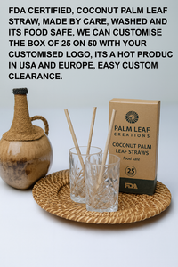 Pailles à boire compostables en feuilles de coco, sans BPA, écologiques, biodégradables pour cafés, bars, restaurants, utilisation zéro déchet en 2026 - Product Image 5