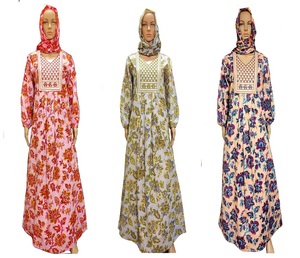 Aishwary Creation Premium Quality Floral Printed Modest Long Sleeve Maxi Jalabiya Dress Headscarf Party <b>Islamic</b> <b>Clothing</b> for - Product Image 4