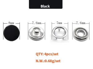 Colorido botón a presión de metal de cinco garras sin coser botones a presión