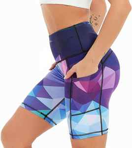 กางเกงขาสั้นเอวสูงสำหรับผู้หญิงกางเกงโยคะเอวสูงระบายอากาศได้สำหรับใส่ไปยิมฟิตเนสแบบมีกระเป๋าข้างสำหรับนักขี่จักรยานใส่วิ่ง - Product Image 5