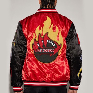 แจ็กเก็ตเบสบอลผ้าซาตินสำหรับผู้ชายเสื้อแจ็กเก็ตเบสบอลลายกราฟิตี้สำหรับผู้ชายแฟชั่นฤดูหนาวงานตามสั่ง - Product Image 2