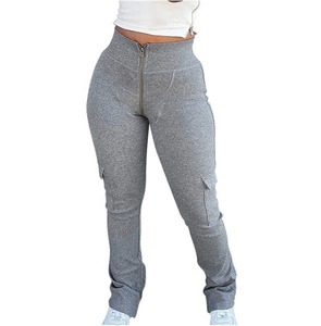 Wholesale Women Flare Jogger Pants and Trousers 100% Cotton Breathable Soft Baggy Wide Straight Leg Pants Sweatpants for Sale - Product Image 1