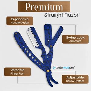 Navaja de Afeitar Profesional Recta, de Acero Inoxidable Blanco, Herramienta de Afeitado Plegable - Product Image 4