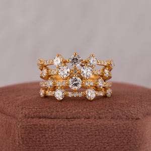 10K oro amarillo estilo clásico corte redondo laboratorio cultivado diamante boda banda redonda moda mujer moda anillo perfecto - Product Image 1