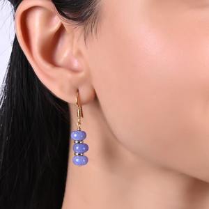 Handcrafted Gold Spacer Round Beads & Plated Hook Birthstone Fashion Jewelry Tanzanite Gemstone Dangle <b>Earrings</b> - Product Image 5