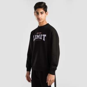 100% Cotton Limitless <b>Fleece</b> Sweatshirt (<b>Black</b>) XL Size 3D Embroidered Acid Washed Screen Printed with Solid Pattern - Product Image 1