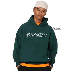Custom Oversize 100% Cotton Fleece Pullover Hoodie Front High Quality Cropped Fashion Crop <b>Top</b> Loose Fit Casual <b>Winter</b> Short - Product Image 2