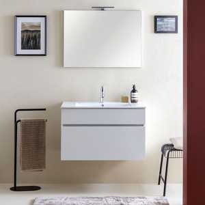 Mueble de Baño Suspendido en Pared de 80cm con Efecto Madera Blanco Shanghái con Cajón - Product Image 2