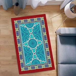 Blue & Red Islamic Prayer <b>Rug</b>: Non-Slip Muslim <b>Rug</b>, Printed <b>Rug</b>,Nonwoven <b>Thin</b> <b>Rug</b> - Product Image 5