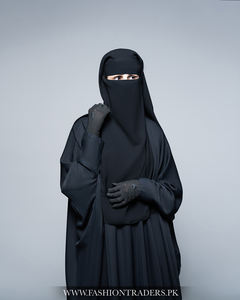 Niqab double couche Hijab long en mousseline noire pour femmes musulmanes Prix de gros Article prêt à expédier - Product Image 2