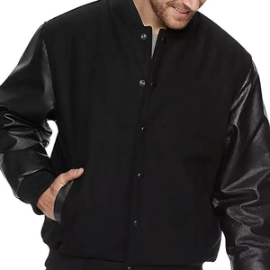 2025 Varsity Bomber chaquetas de hombre cuerpo de lana mangas de cuero chaquetas de hombre béisbol Letterman OEM bordado Logo chaqueta para hombre - Product Image 2