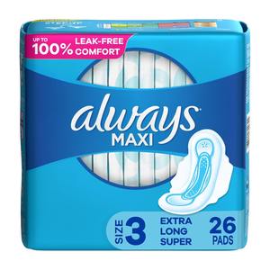 Always Infinity Feminine Pads with Wings, Size 4, Overnight Absorbency, Unscented, 38 Ct - Product Image 1