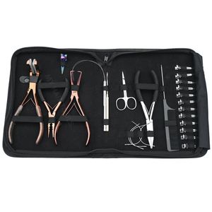 Hair Extension tools Kit with Micro Bead Lock Tool <b>Tape</b>-In Pressing Plier Flat Bead Seal Plier Removal Clamp <b>Loop</b> <b>Hook</b> & Finger - Product Image 1