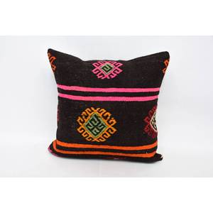 Multicolor Embroidered 24x24 Inch Kilim Pillow Luxury Fluffy Vintage <b>Print</b> Wool <b>Cushion</b> for Living Room Sofa Decor - Product Image 1