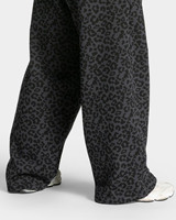Dernier design, étiquettes personnalisées, pantalon de jogging à jambes larges noir léopard avec passepoil, coton respirant, pantalon de survêtement pour femmes, pantalon et pantalon pour femmes