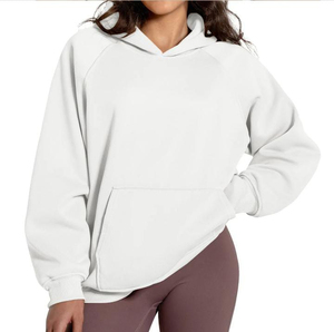 Sweat-shirts à épaules tombantes surdimensionnés pour femmes de qualité supérieure, couleur unie, logo personnalisé, pull vierge 100% coton, vêtements d'hiver - Product Image 2