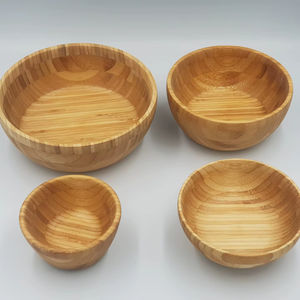 Ensaladera Vintage anidada hecha a mano de bambú Natural 100% ecológica, cuchara, tenedor para vajilla, utensilios de cocina, vajilla de fiesta - Product Image 1