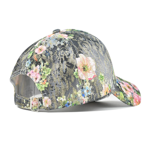 Gorra de béisbol unisex, gorra de camionero con estampado de flores, tela de malla ajustable Strapback, colores personalizables y logotipo - Product Image 2