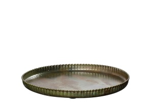 Plateau de service rond en métal martelé de luxe, plateau décoratif en émail pour table basse ou ottoman, plateau avec bordure dorée pour la maison, l'hôtel ou un mariage - Product Image 5