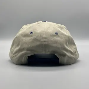 Parche tejido de 5 paneles unisex con logo de ala curva, alta calidad, color beige/Azul, perfil medio, gorra Snapback de proveedor de Vietnam - Product Image 5