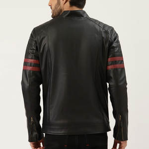 Veste en cuir pour hommes confortable et souple High Street livraison rapide taille régulière saison d'hiver veste en cuir de motard pour hommes - Product Image 3
