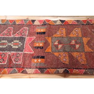 2.7x7.2 ft Vintage Rug, Turkish <b>Runner</b> Rug, <b>Red</b> Orange Polka dot Rug - Product Image 3