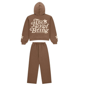 Ensemble de survêtements de course pour hommes, tenue de sport deux pièces avec veste zippée à manches longues et pantalon pour la gymnastique - Product Image 2