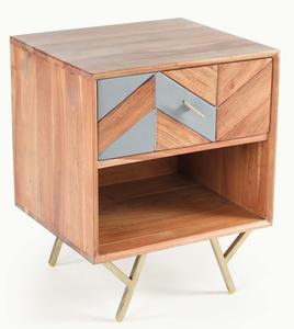 โต๊ะข้างเตียงทำจากไม้และเหล็กดีไซน์ทันสมัยพร้อมลิ้นชักเฟอร์นิเจอร์ห้องนอนที่เป็นมิตรต่อสิ่งแวดล้อมสำหรับใช้ในโรงแรม - Product Image 1