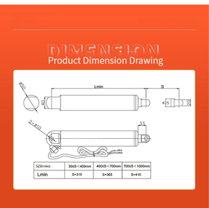 IP66霍尔传感器50毫米直径750牛 ~ 5000牛25 ~ 1000毫米冲程24v 12v直流电机管状线性致动器 - Product Image 3