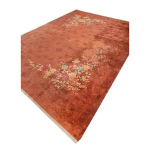 Alfombras de Lana Anudadas a Mano Pechino, Patrones Florales y Abstractos en Rojo y Naranja para Sala de Estar y Dormitorio -PAE-5966 - Product Image 2