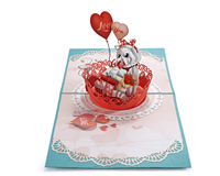Nueva Tarjeta de Felicitación 3D Pop-up, la Mejor Opción para el Día de San Valentín, con un Adorable Gato y Globos, Te Amo