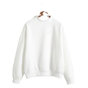 Sudadera con capucha de gran tamaño para mujer de alta calidad French Terry Drop Shoulder Mock Neck sudadera 100% algodón cuello redondo - Product Image 6