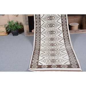 Tapis en laine turque Vintage marron blanc 330 X 1050ft grande zone Boho Rectangle couloir Patchwork Design pour chambre chevet Latex - Product Image 5
