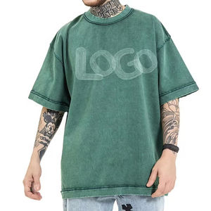 Camiseta OEM Vintage con efecto lavado ácido, camiseta oversize para hombre, fabricante de camisetas lisas, logotipo personalizado, camiseta totalmente personalizada para hombre - Product Image 1