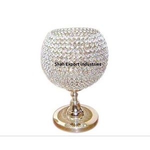 Ensemble de 2 bougeoirs en métal cristal en forme de lotus pour la maison et la décoration de mariage centres de table en argent - Product Image 6