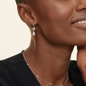 Boucles d'oreilles en or blanc 14 carats pour femme, taille poire et marquise, avec diamants cultivés en laboratoire de 4,2 ct du fabricant - Product Image 2