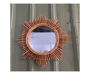 Miroir en rotin personnalisé fabriqué au Vietnam-Art mural côtier fait main, tons naturels pour un charme de décoration intérieure personnalisé et élégant - Product Image 1