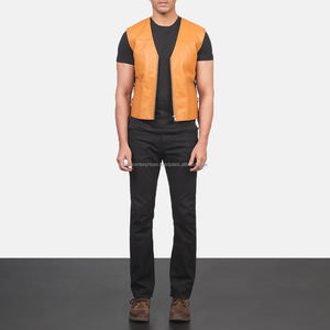 2024 New Design Reversible <b>Men's</b> Casual Woolen <b>Vest</b> Customizable Real Leather Zipper Closure Pocket Decoration Breathable Warm - Product Image 6