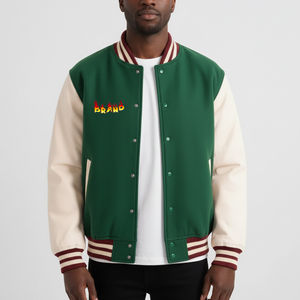 Chaqueta Universitaria de Alta Calidad OEM para Hombre, Bordado Chenille, Mangas de Cuero, Chaqueta Universitaria Personalizada con Letras de Béisbol para Hombre 2026 - Product Image 1