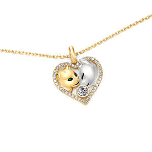 Collar Jeulia con Piedra de Nacimiento Personalizada para Parejas - Cadena de Eslabones con Amatista y Diamantes en Forma de Gota de Agua - Product Image 2