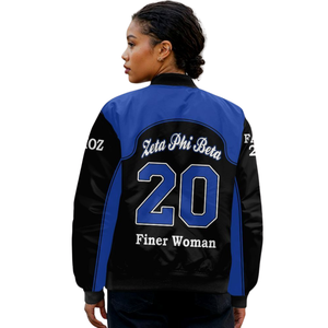 Chaqueta de Satén Zeta Phi Beta para Mujer, Azul y Blanco de 1920, Bordado con el Escudo de la Hermandad ZPB, Ropa Griega de Primera Calidad, Estilo Universitario - Product Image 5